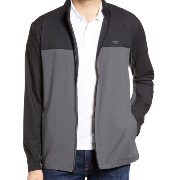 Travis Mathew Dead Giveaway Zip Jacket Size M Black Gray Colorblock Lightweight - Picture 6 of 14